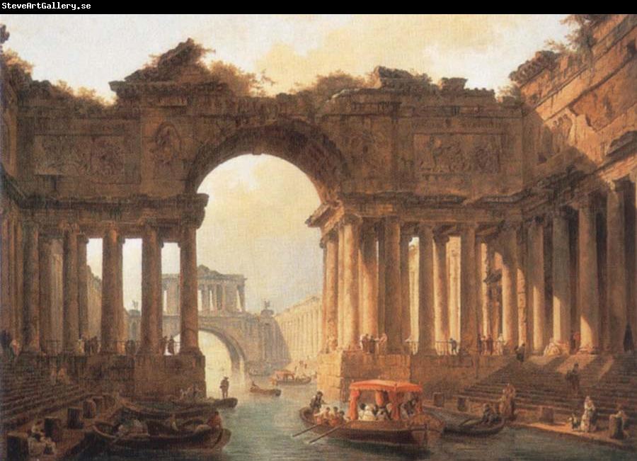 ROBERT, Hubert Architectural Landscape with a canal
